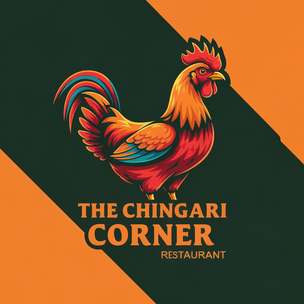AI Design for generate asthatic logo for chicken restaurant whose name is [the  chingari  corner] using unique style