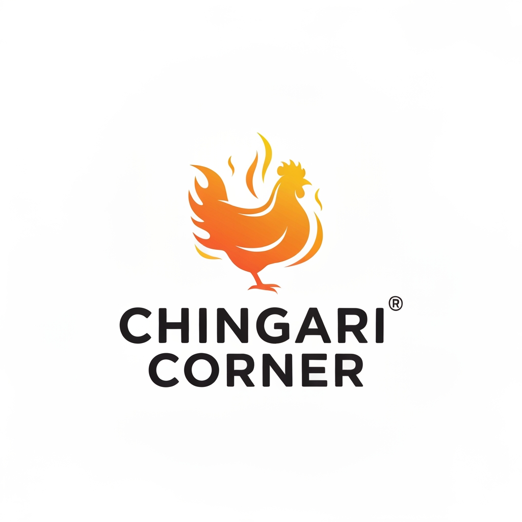 AI Design for generate asthatic logo for chicken restaurant whose name is [  chingari  corner] using morden style