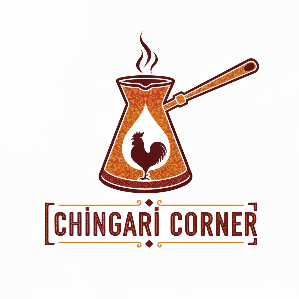 AI Design for generate asthatic logo for chicken restaurant whose name is [  chingari  corner] using turky style