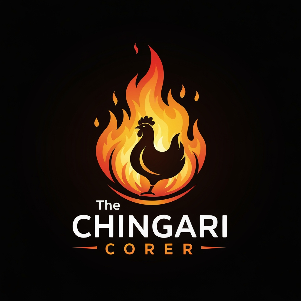 AI Design for generate asthatic logo for chicken restaurant whose name is [the  chingari  corner] using unique concept