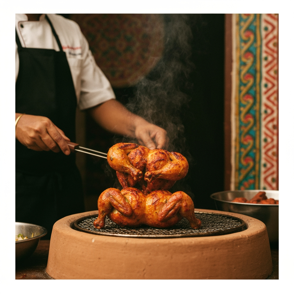 AI Design for replace barbeque with the tandoori chicken