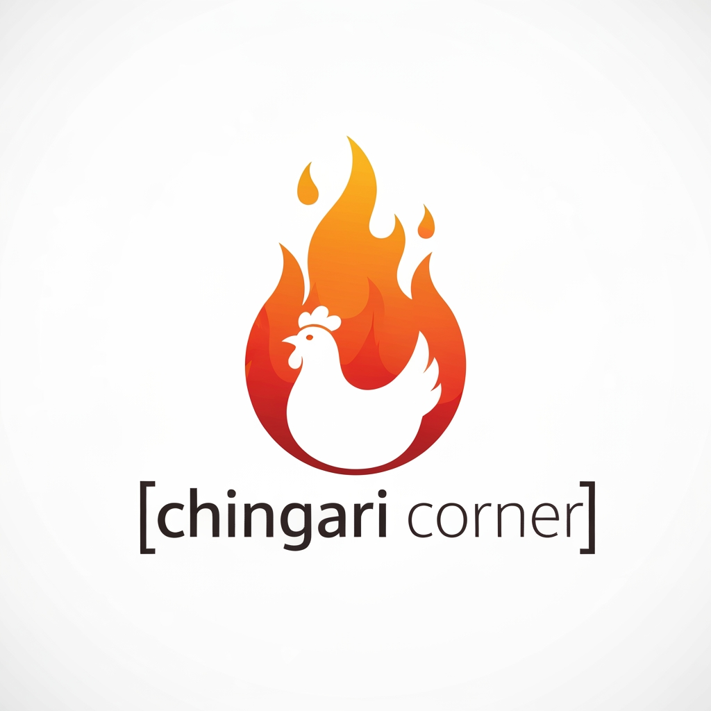 AI Design for generate asthatic logo for chicken restaurant whose name is [  chingari  corner] using morden style