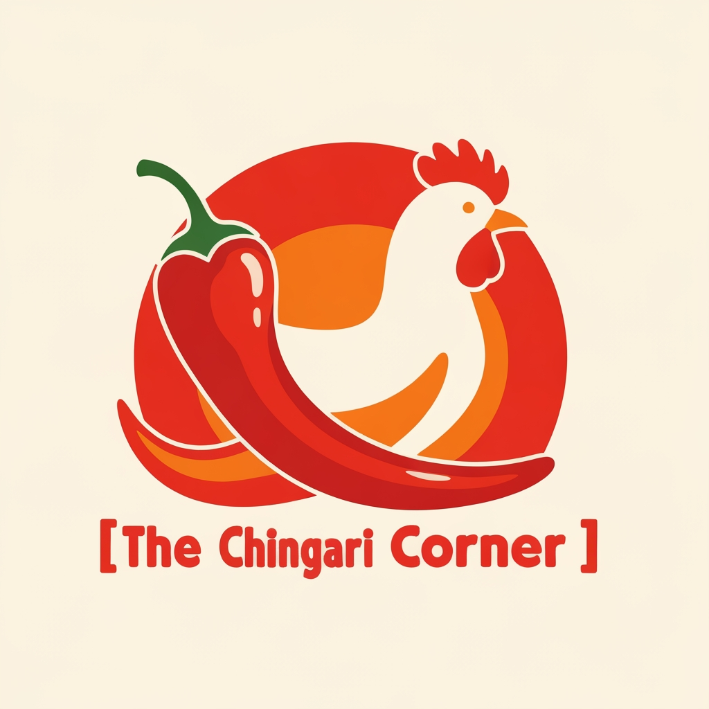 AI Design for generate asthatic logo for chicken restaurant whose name is [the  chingari  corner] using unique style