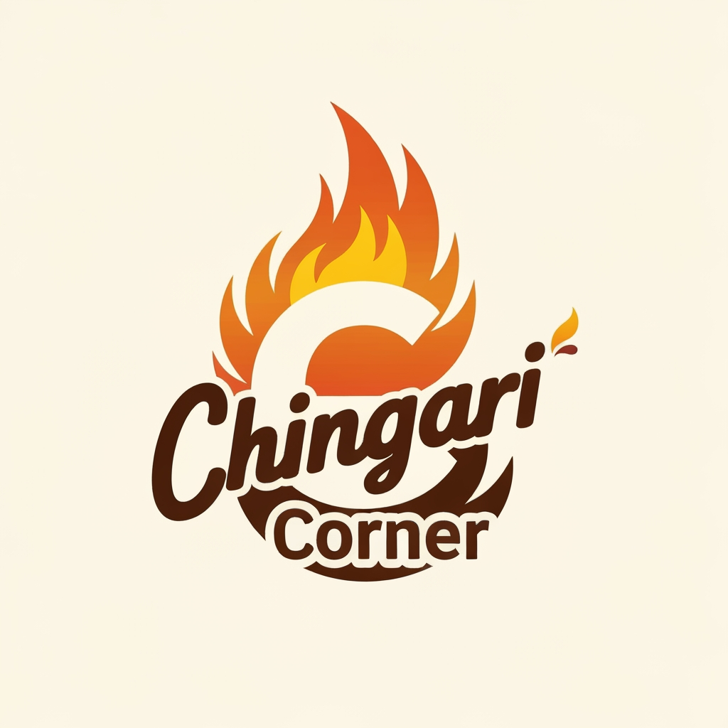 AI Design for generate asthatic logo for chicken restaurant whose name is [  chingari  corner] using unique style