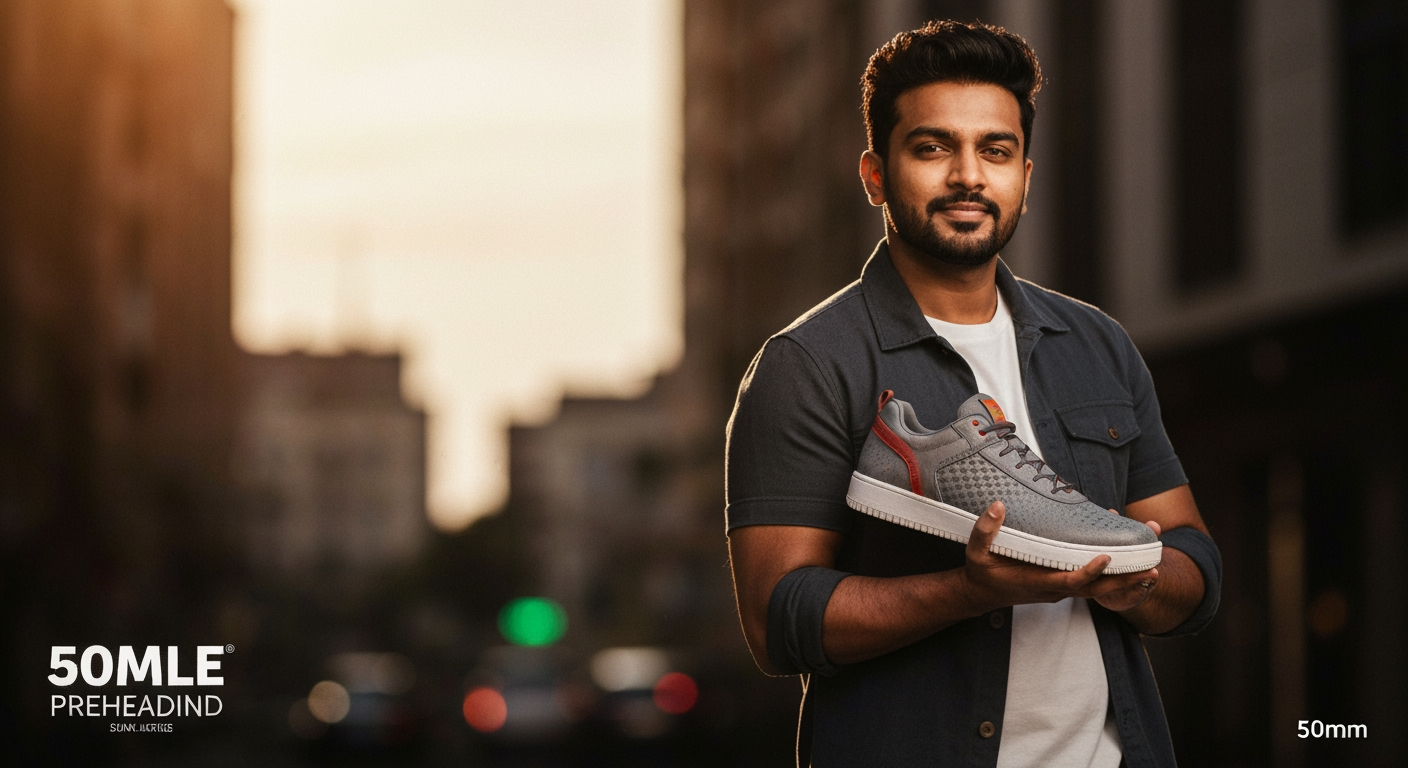 AI Design for Main campaign hero visual concept for Logo for a shoe brand. Cinematic advertising image with a clear subject, memorable visual idea, strong depth and lighting, premium art direction, clean negative space for headline and CTA to be added later, no generated text.