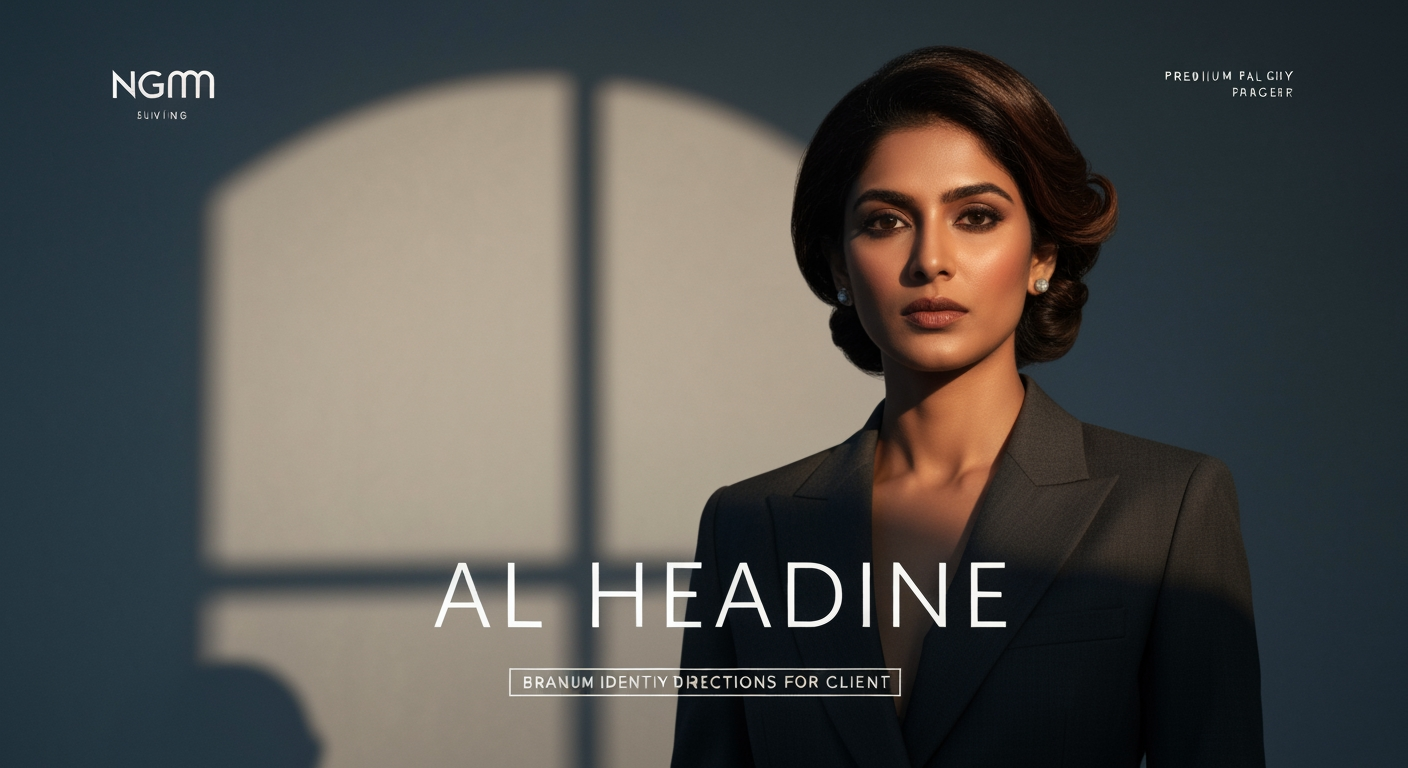 AI Design for Main campaign hero visual concept for Brand identity directions for a client. Cinematic advertising image with a clear subject, memorable visual idea, strong depth and lighting, premium art direction, clean negative space for headline and CTA to be added later, no generated text.