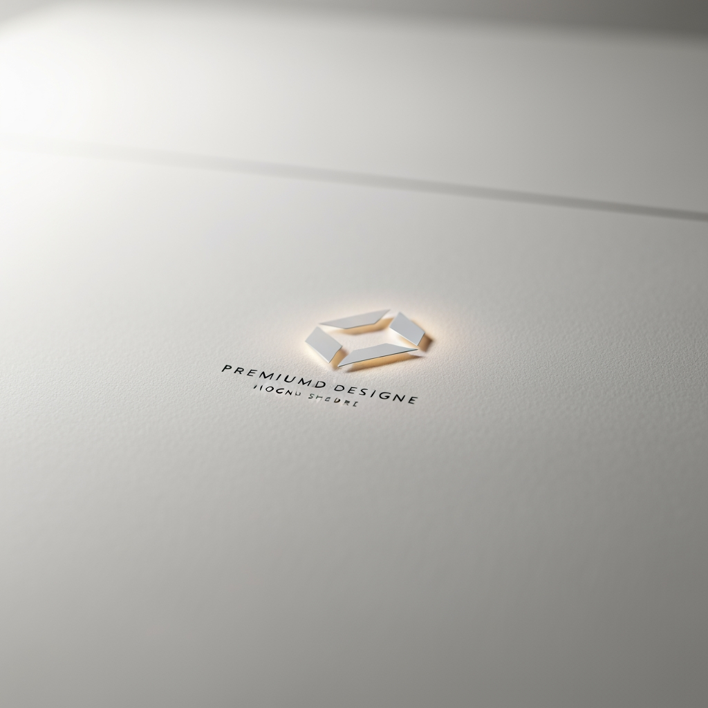 AI Design for Premium logo presentation mockup concept for Brand identity directions for a client. Logo or brand mark displayed on a clean neutral surface with subtle depth, refined shadow, precise alignment, elegant design-studio presentation, no extra readable text.