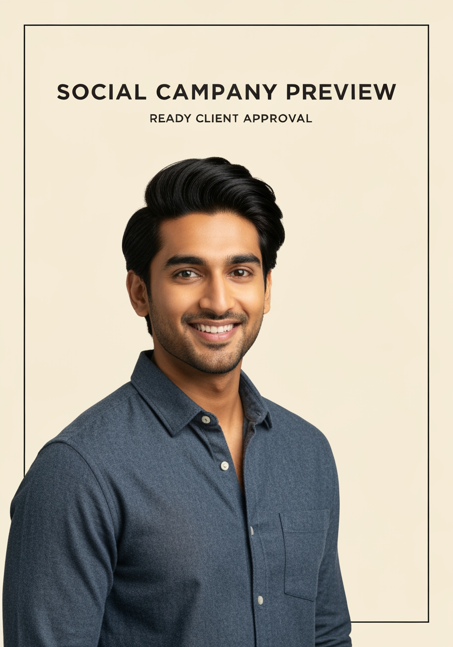 AI Design for Social campaign preview concept for Brand identity directions for a client. Portrait campaign visual that feels ready for client approval, clear focal image, cohesive art direction, clean space for copy to be added later, no generated text.