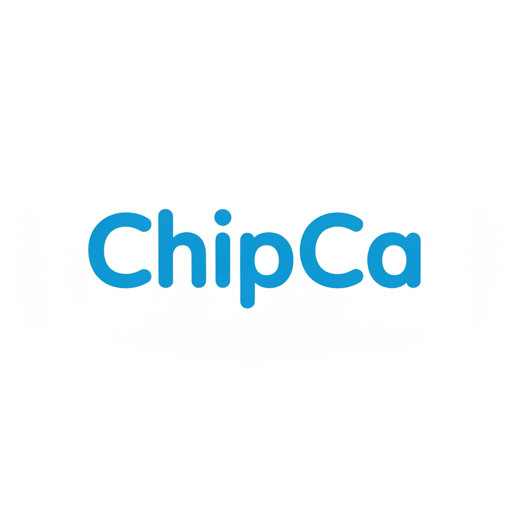 AI Design for A modern, bold, and playful wordmark logo for a snack brand called "ChipCa". Clean sans-serif typography with a slight curvature to the letters to suggest crunchiness, minimalist aesthetic, vector style, white background, high contrast, professional branding.