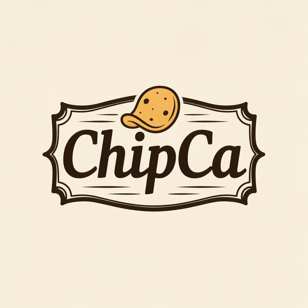 AI Design for A bold italic font wordmark logo for a chips brand called-ChipCa