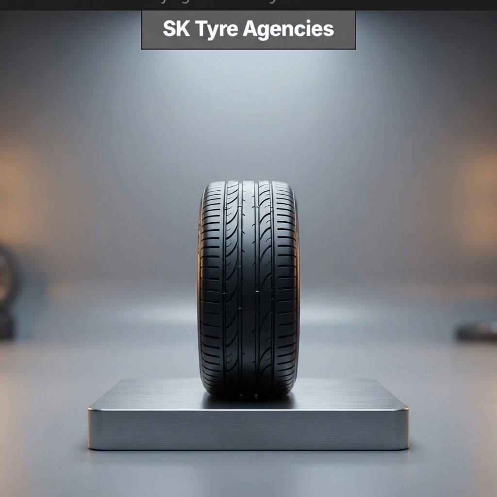 AI Design for Square social feed visual for brand. Strong central subject, clean composition, platform-ready crop, cohesive color and mood, clear empty area for caption or headline to be added later, no readable text generated.
Incorporate the attached brand element reference image (Reference A: brand element "SK Tyre Agencies") into the composition where natural — preserve the depicted brand element's appearance.