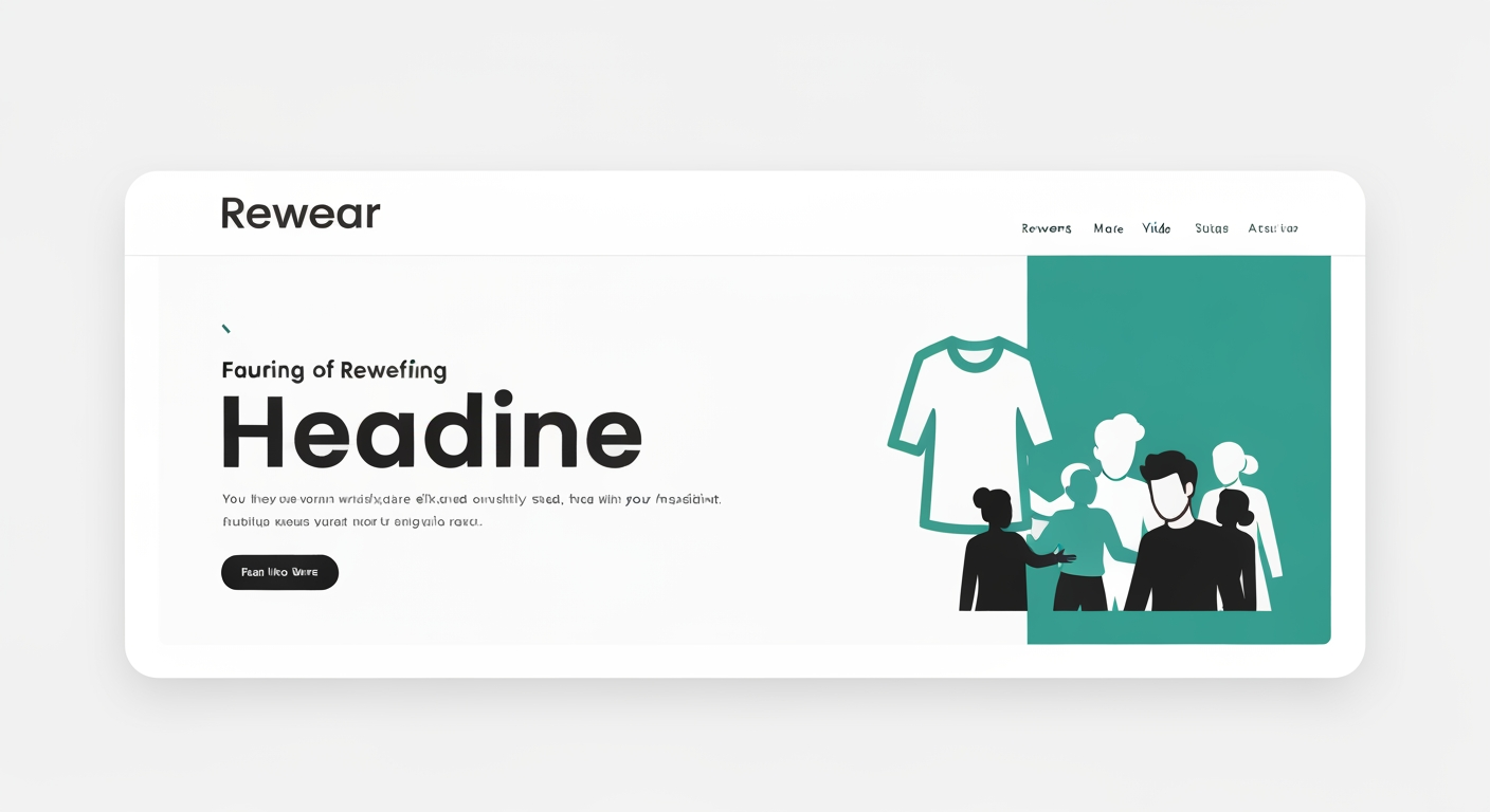 AI Design for Website hero image concept for i need a logo for cloth exchanging platform as the name rewear. Wide polished digital brand visual, clear focal identity element, cohesive colors and atmosphere, generous negative space for headline and CTA to be added later, no rendered UI text.