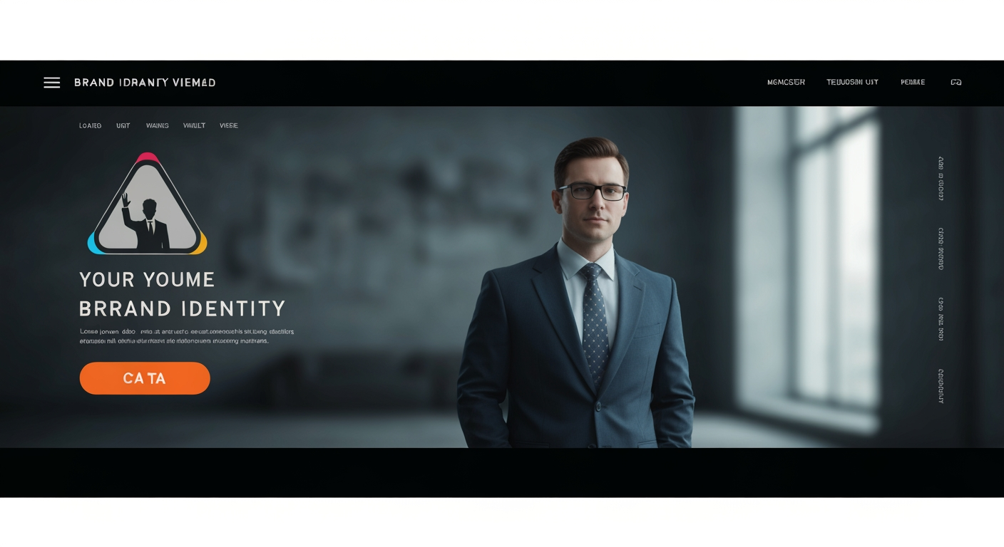 AI Design for Website hero image concept for Brand identity for my personal brand. Wide polished digital brand visual, clear focal identity element, cohesive colors and atmosphere, generous negative space for headline and CTA to be added later, no rendered UI text.