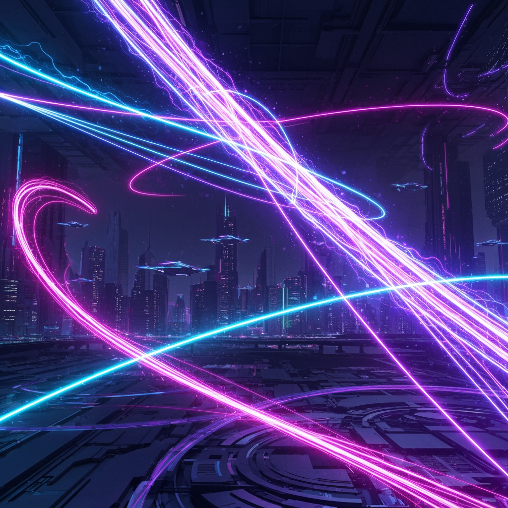 AI Design for An ultra-wide gaming banner background for YouTube. High-contrast vector design with sharp geometric shapes, glowing neon cyan lightning slashes, and deep purple smoke effects exploding from the sides. The center area is kept clean, dark, and empty for profile text. Dark ambient atmosphere, clean edges, professional esports channel artwork, 4k resolution, matte black theme.