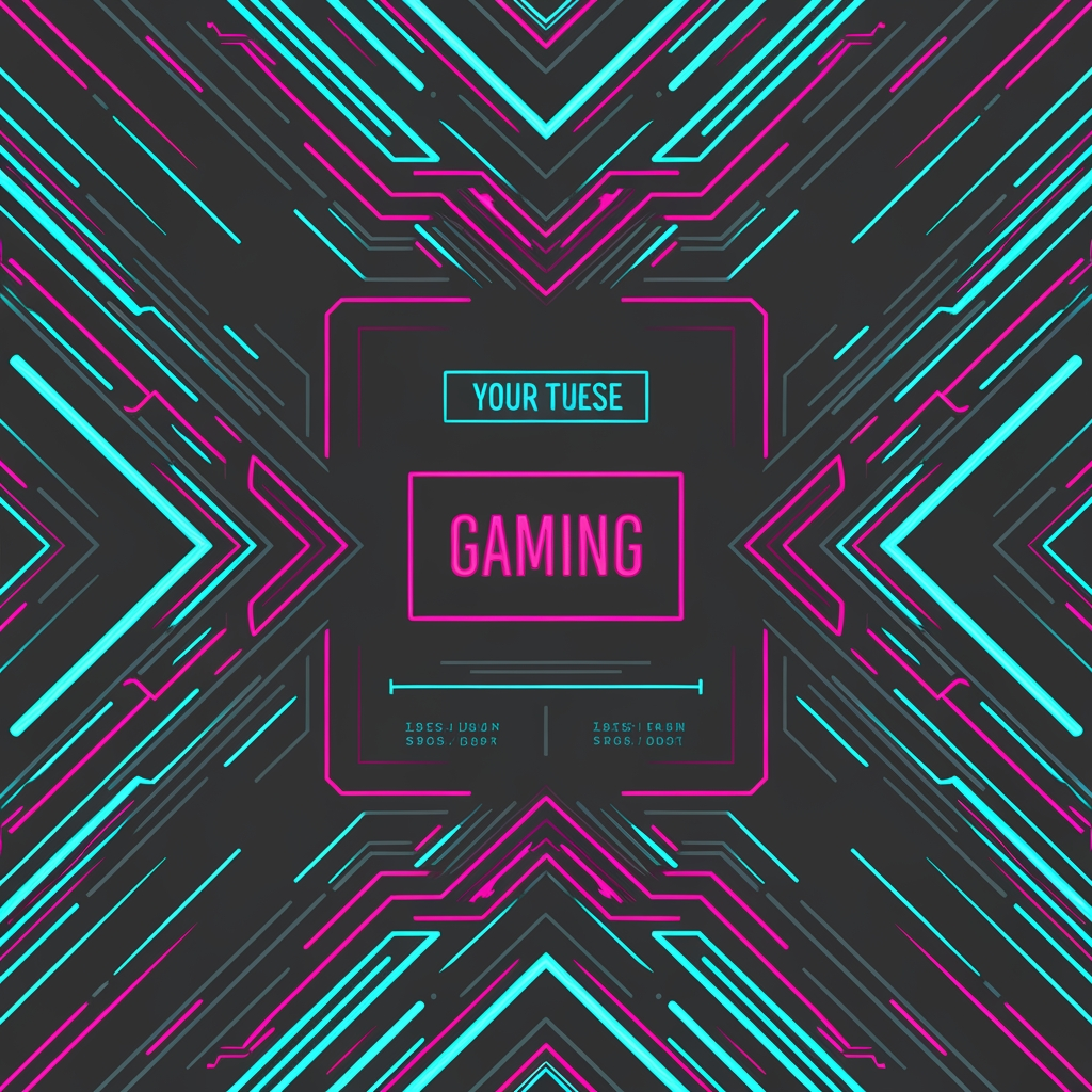 AI Design for An ultra-wide gaming banner background for YouTube. High-contrast vector design with sharp geometric shapes, glowing neon cyan lightning slashes, and deep purple smoke effects exploding from the sides. The center area is kept clean, dark, and empty for profile text. Dark ambient atmosphere, clean edges, professional esports channel artwork, 4k resolution, matte black theme.