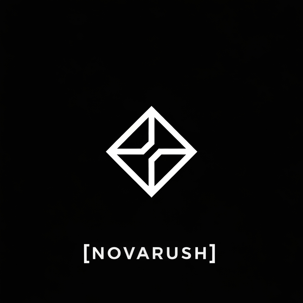 AI Design for NOVARUSHCreate a luxury minimalist black logo for “[NOVARUSH]”.



Design an iconic abstract monogram using the artist's initials.



Pure white symbol on a clean black background.



Elegant geometric construction, premium international music artist identity, modern electronic-pop aesthetic, sophisticated negative space, highly recognizable silhouette, timeless branding.



The logo must work perfectly as a YouTube profile picture and Spotify artist avatar.



Flat vector design.

Sharp clean edges.

No 3D.

No gradients.

No shadows.

No text clutter.

No microphone.

No headphones.

No musical notes.

No equalizer.

No watermark.



Centered.

Square composition.

1:1.

Professional brand identity system.