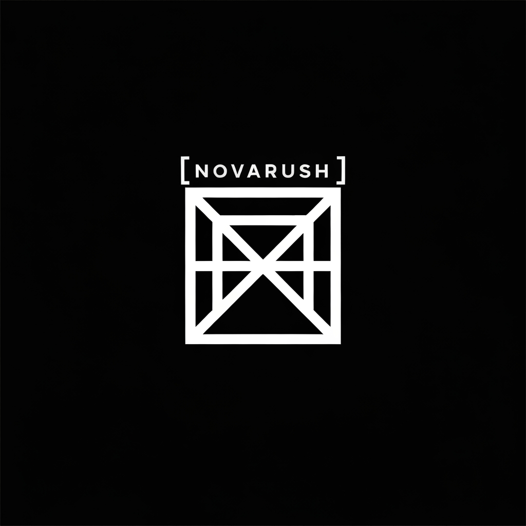 AI Design for NOVARUSHCreate a luxury minimalist black logo for “[NOVARUSH]”.



Design an iconic abstract monogram using the artist's initials.



Pure white symbol on a clean black background.



Elegant geometric construction, premium international music artist identity, modern electronic-pop aesthetic, sophisticated negative space, highly recognizable silhouette, timeless branding.



The logo must work perfectly as a YouTube profile picture and Spotify artist avatar.



Flat vector design.

Sharp clean edges.

No 3D.

No gradients.

No shadows.

No text clutter.

No microphone.

No headphones.

No musical notes.

No equalizer.

No watermark.



Centered.

Square composition.

1:1.

Professional brand identity system.