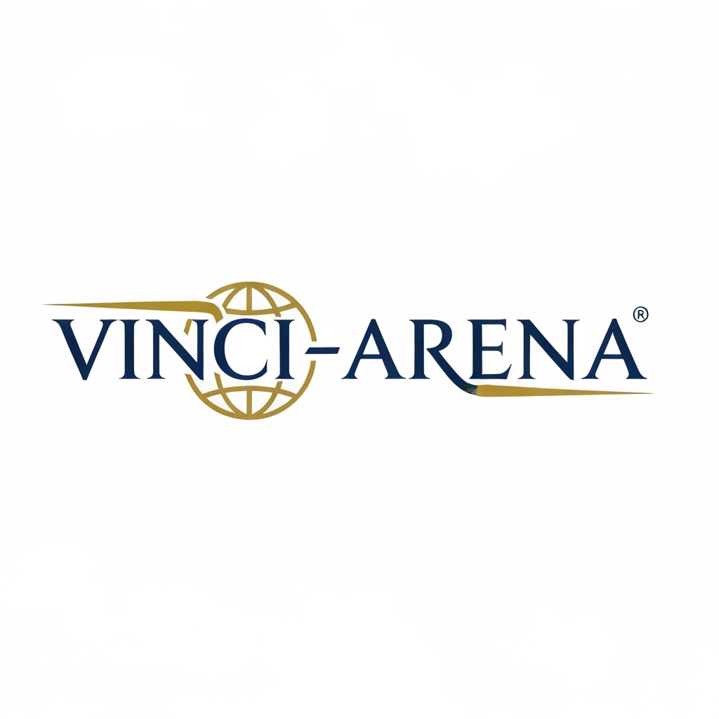 AI Design for LOGO ,MY WEBSITEE NAME IS VINCI-ARENA ADD GLOBE THING WHAT I GIVE YOU