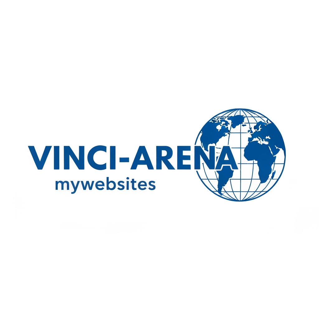 AI Design for LOGO ,MY WEBSITEE NAME IS VINCI-ARENA ADD GLOBE THING WHAT I GIVE YOU