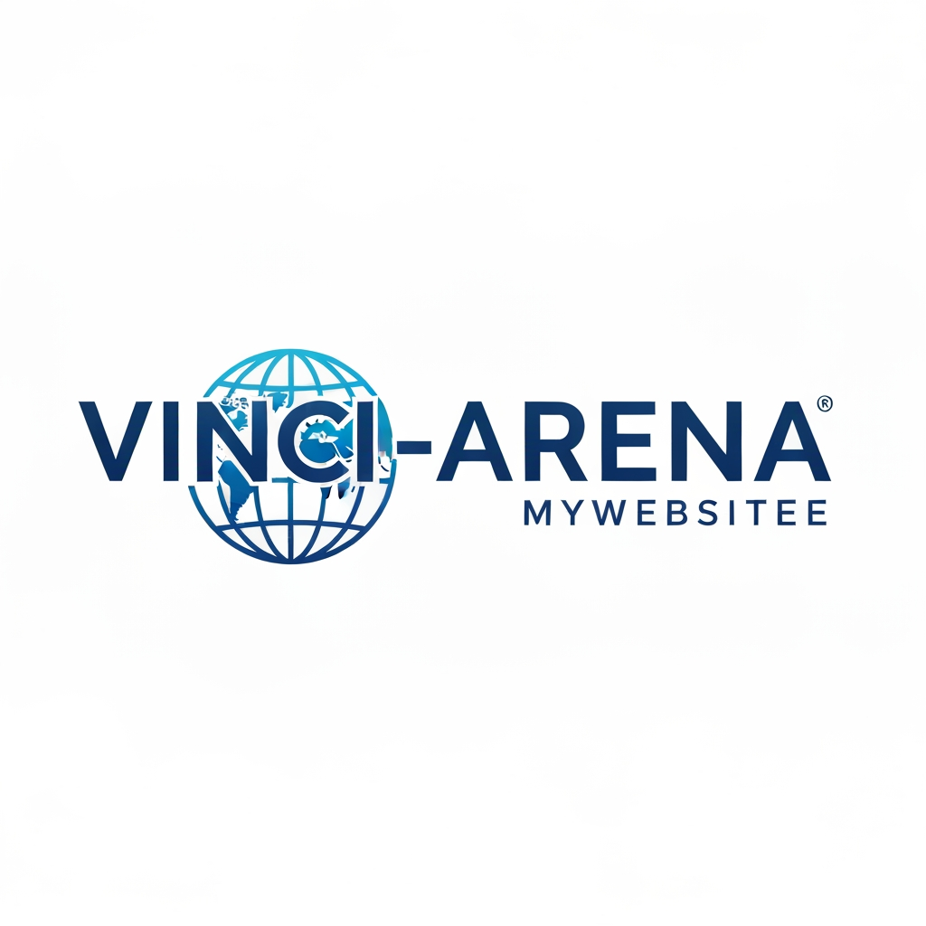 AI Design for LOGO ,MY WEBSITEE NAME IS VINCI-ARENA ADD GLOBE THING WHAT I GIVE YOU
