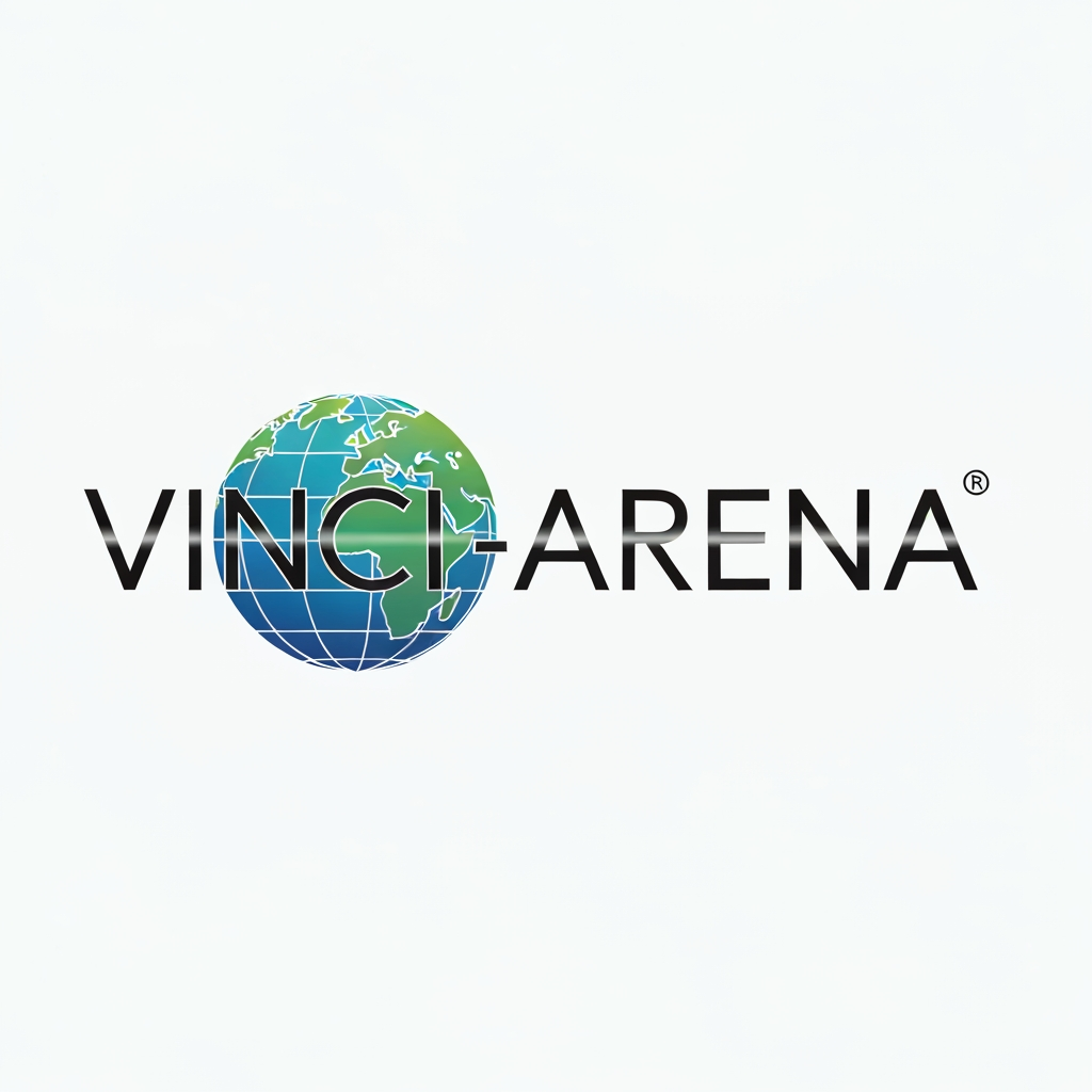 AI Design for LOGO ,MY WEBSITEE NAME IS VINCI-ARENA ADD GLOBE THING WHAT I GIVE YOU