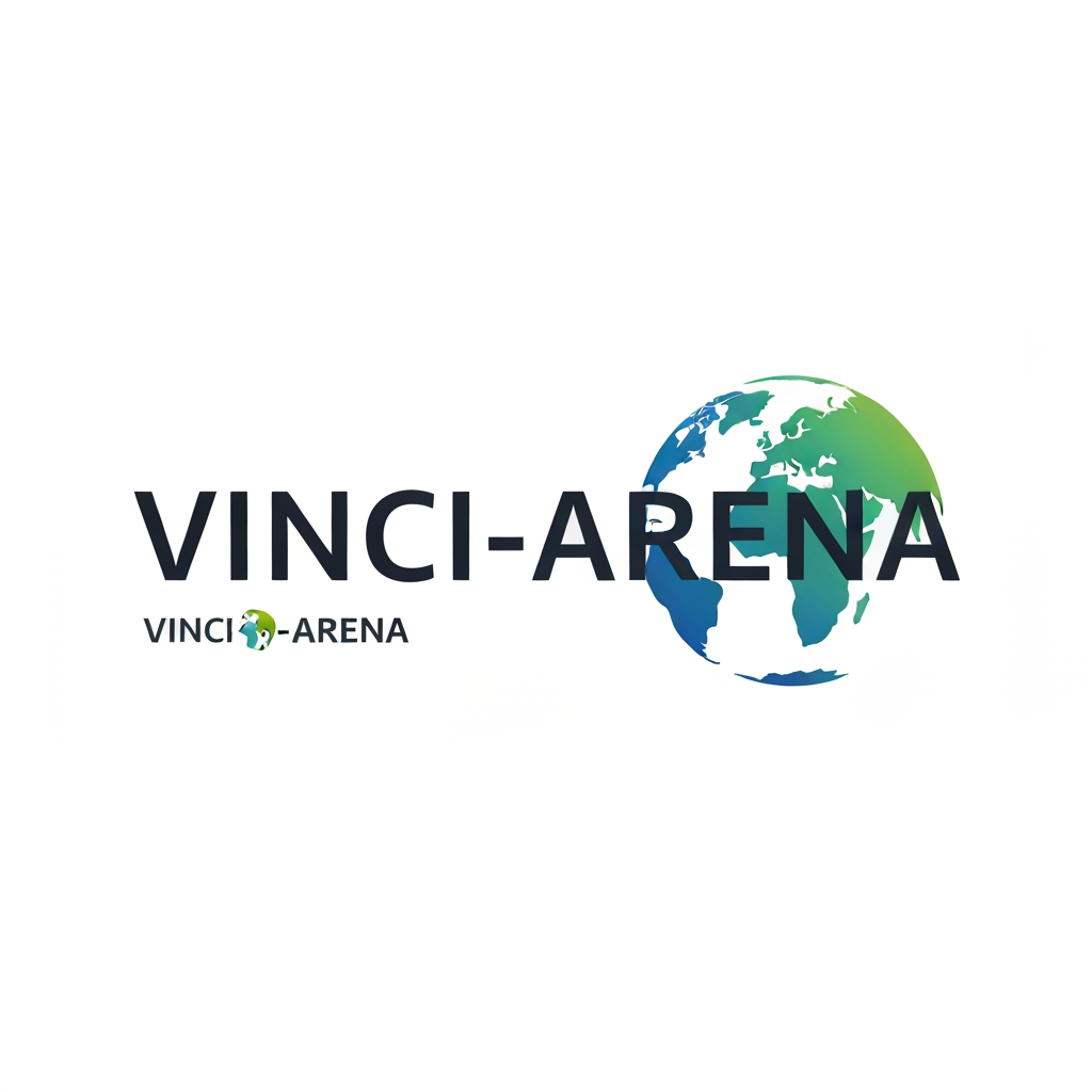 AI Design for LOGO ,MY WEBSITEE NAME IS VINCI-ARENA ADD GLOBE THING WHAT I GIVE YOU