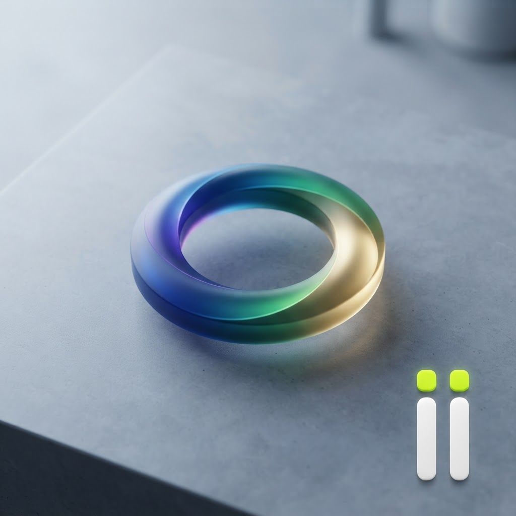 AI Design for Premium logo presentation mockup concept for Create a versatile brand identity system featuring a sleek, glowing ring icon that utilizes a vibrant, multi-color gradient to convey fluidity and modern connectivity.. Logo or brand mark displayed on a clean neutral surface with subtle depth, refined shadow, precise alignment, elegant design-studio presentation, no extra readable text.
Incorporate the attached brand element reference image (Reference A: brand element "Kiikr") into the composition where natural — preserve the depicted brand element's appearance.