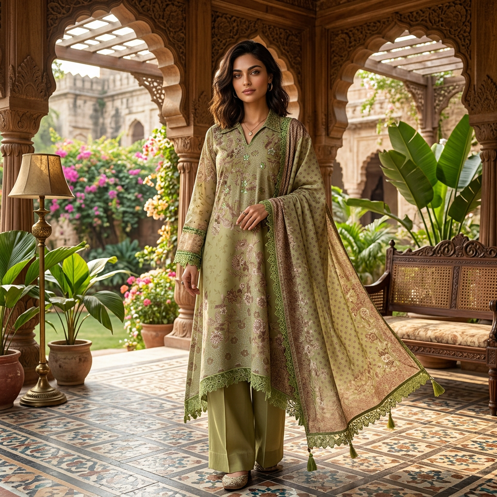 AI Design for model wears the dress in exotic location of varndaah