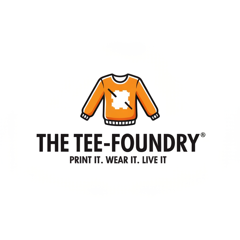 AI Design for generate a Logo for "The Tee-Foundry" and tagline:"Print It. Wear It. Live It"