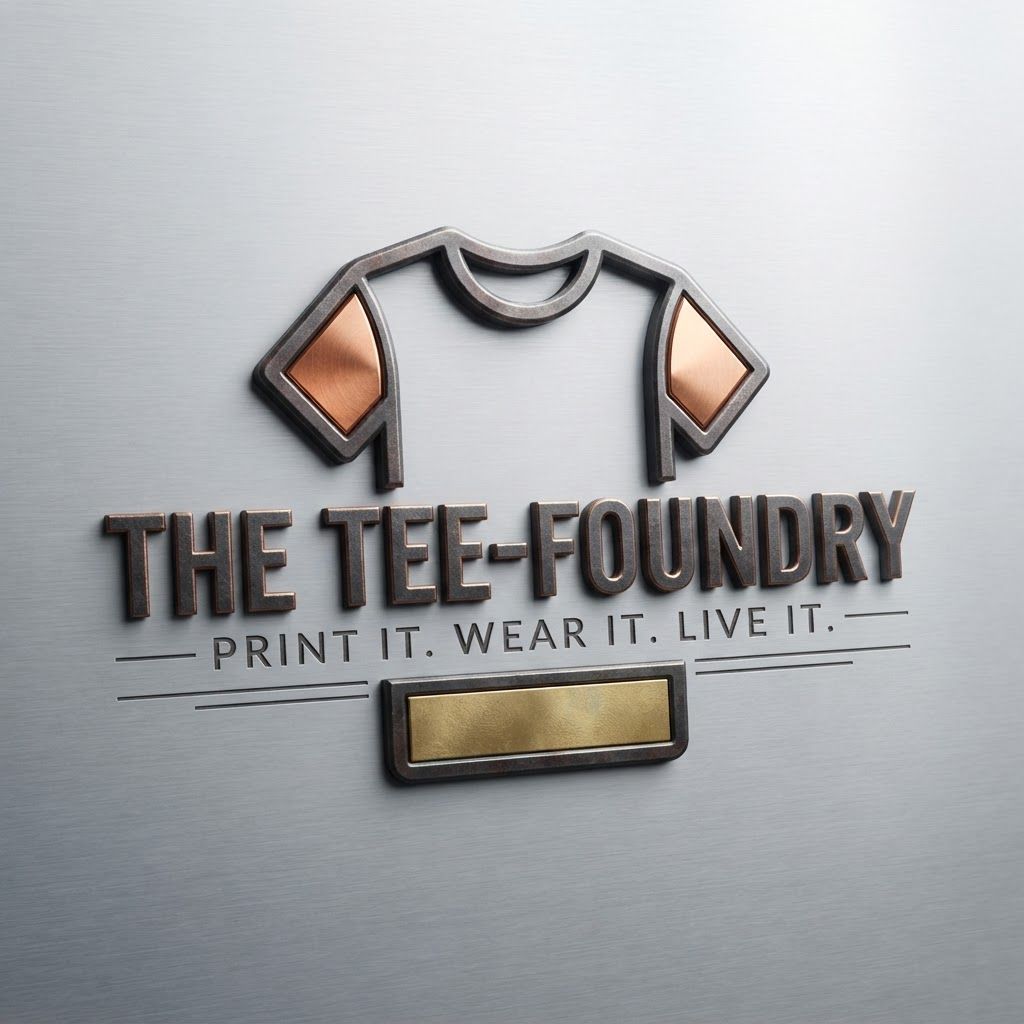 AI Design for generate a Logo for "The Tee-Foundry" and tagline:"Print It. Wear It. Live It". give it colourful and realistic...dont be clumsy. more attractive