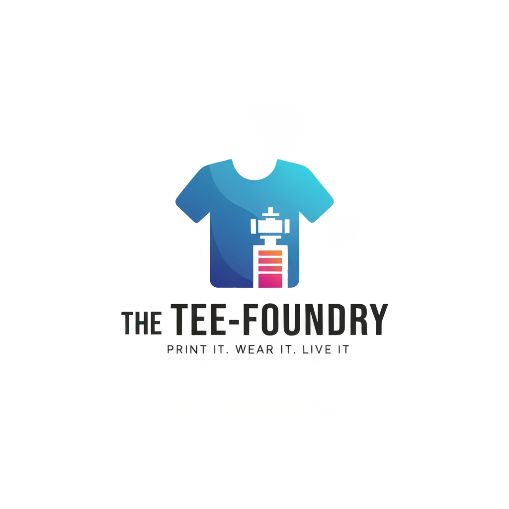 AI Design for generate a Logo for "The Tee-Foundry" and tagline:"Print It. Wear It. Live It"