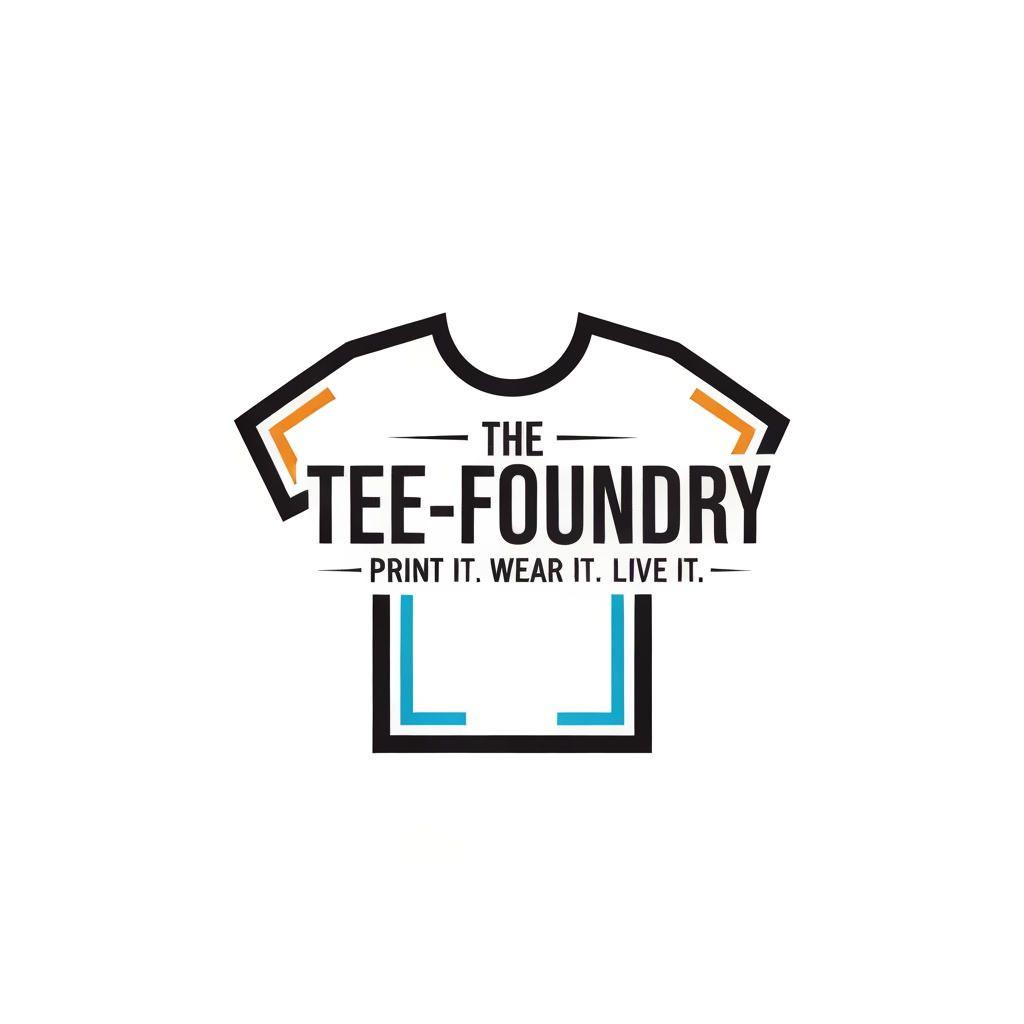 AI Design for generate a Logo for "The Tee-Foundry" and tagline:"Print It. Wear It. Live It"
