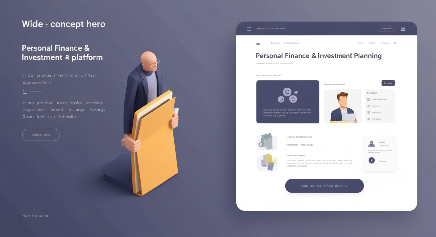 AI Design for Website concept hero for Personal Finance & Investment Planning Platform

Our project is a personal finance and investment planning web application designed to help individuals make better financial decisions based on their income, savings, expenses, financial goals, and risk tolerance.

In our previous project, we developed a website for tracking and managing personal expenditures. This project takes that idea one step further by focusing on what users can do with their savings and how they can plan for their future fi. Wide digital design direction with polished visual atmosphere, clear subject, clean space for layout and copy to be added later, no rendered UI text or buttons.