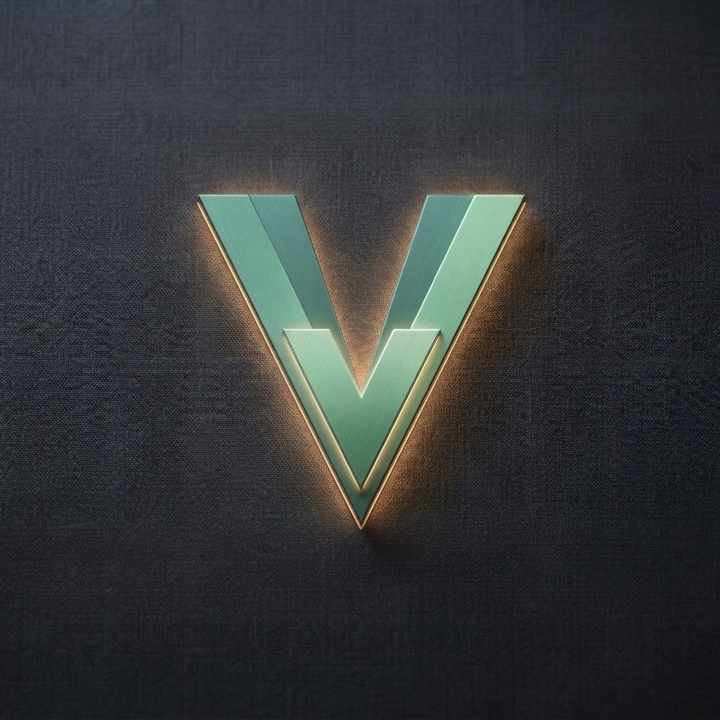 AI Design for High-end studio product photograph of V Emblem. A 3D metallic letter 'V' with a brushed mint-green finish is centered on a dark, textured background. The emblem features layered geometric segments and a warm, glowing light emanating from its edges. Product centered as the clear hero, clean neutral background, controlled softbox lighting, realistic contact shadow, crisp edges, accurate material texture, no readable text added.