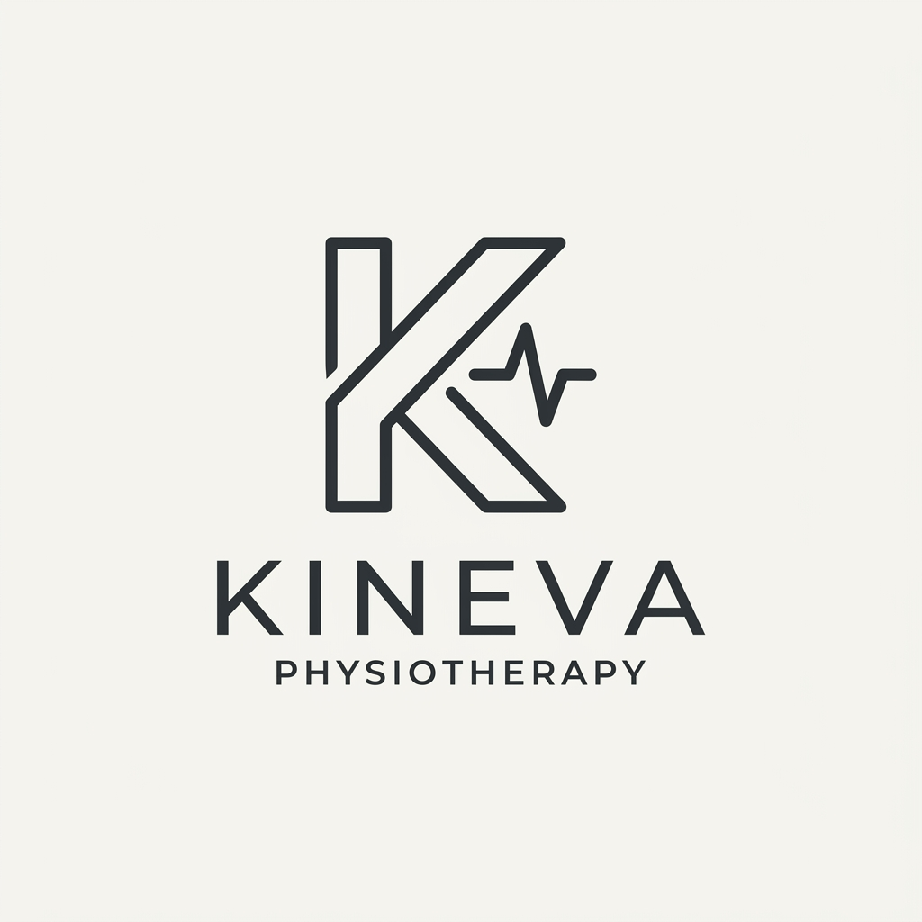 AI Design for Design a sophisticated, minimalist monogram logo using the letter "K" for "Kineva Physiotherapy." The K should be abstracted subtly to suggest movement, a joint/limb angle, or a heartbeat pulse line — clean geometric linework, single weight, no gradients. Pair with elegant, wide-letter-spaced serif or modern sans-serif typography below. Color: single deep teal or charcoal tone only — no multi-color gradients. Premium, boutique clinic feel, not a generic wellness clipart icon.