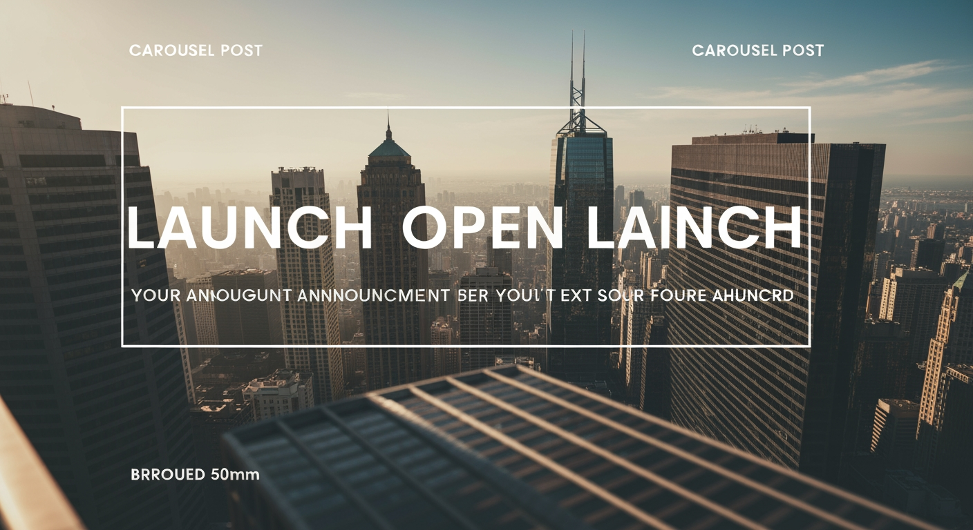 AI Design for Landscape launch announcement visual concept for Carousel posts for a product launch. Energetic campaign image, strong focal object or scene, clean branded atmosphere, generous open space for announcement copy to be added later, no rendered typography.