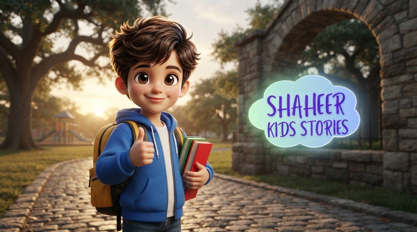 AI Design for Main campaign hero visual for brand. Cinematic advertising image with a clear subject, memorable visual idea, strong depth and lighting, premium art direction, clean negative space for headline and CTA to be added later, no generated text.
Incorporate the attached brand element reference image (Reference A: brand element "Shaheer Kids Stories") into the composition where natural — preserve the depicted brand element's appearance.