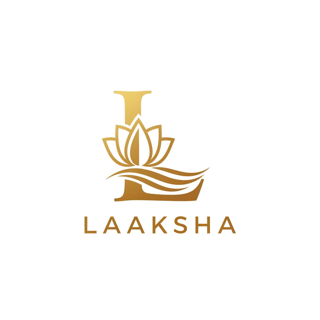 AI Design for create logo for brand name ''Laaksha'' more new and the color theme should be golden and the logo should be defining the brand name itselft but very minimal way LAAKSHA