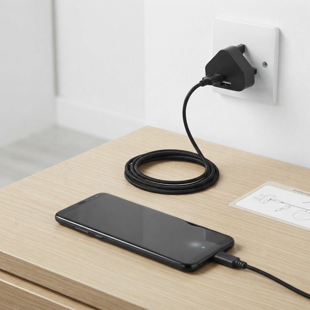 AI Design for create image which show how to use the item kindly dont change the image of the charger and cable