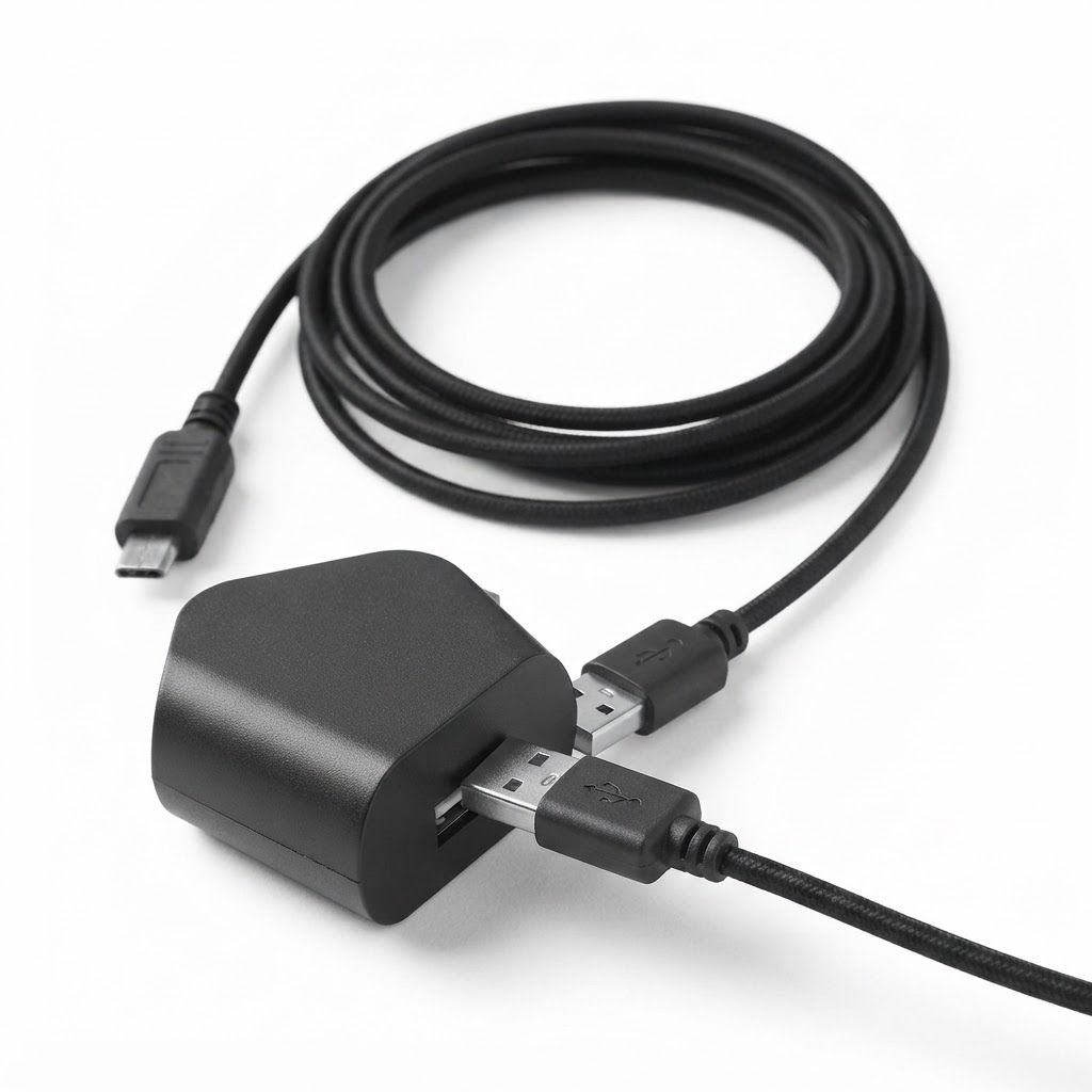 AI Design for aise image banao jis mai show ho cable plug ky port mai insert ho rhe hy