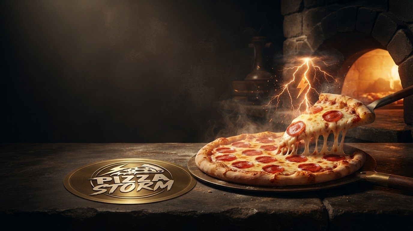 AI Design for Main campaign hero visual for brand. Cinematic advertising image with a clear subject, memorable visual idea, strong depth and lighting, premium art direction, clean negative space for headline and CTA to be added later, no generated text.
Incorporate the attached brand element reference image (Reference A: brand element "Pizza Storm") into the composition where natural — preserve the depicted brand element's appearance.