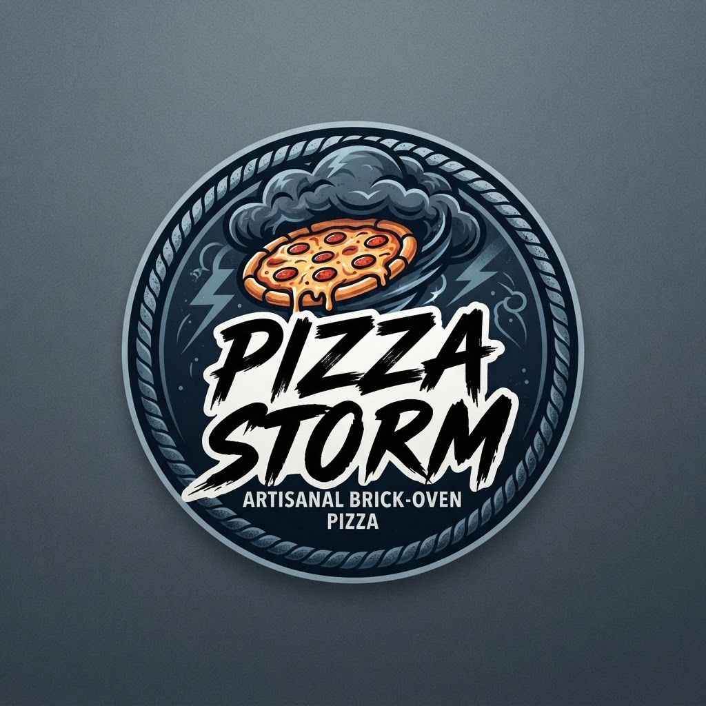 AI Design for make a logo my brand name is
"pizza storm" noww creat a logo