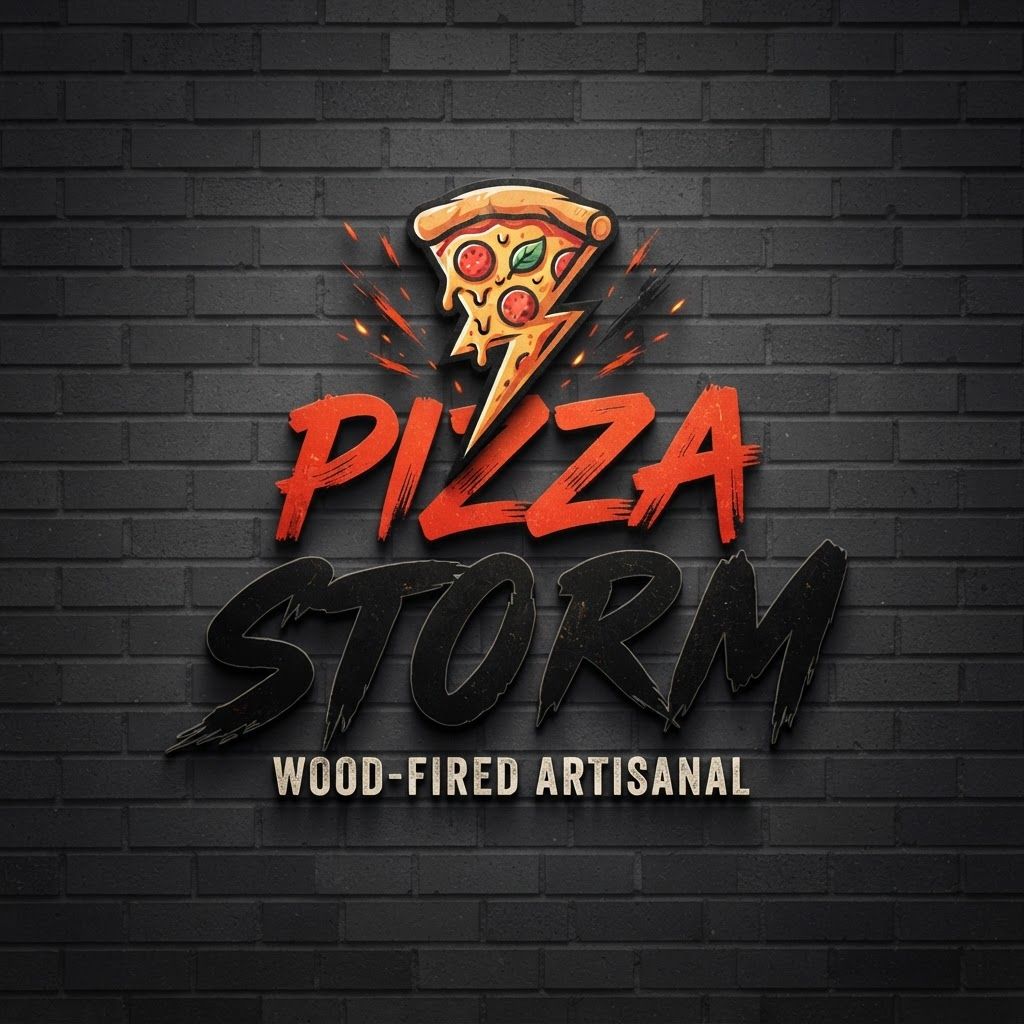 AI Design for make a logo my brand name is
"pizza storm" noww creat a logo