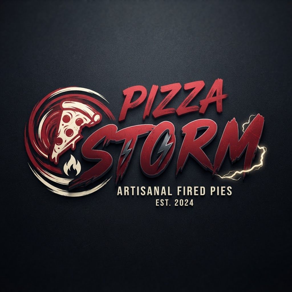 AI Design for make a logo my brand name is
"pizza storm" noww creat a logo
