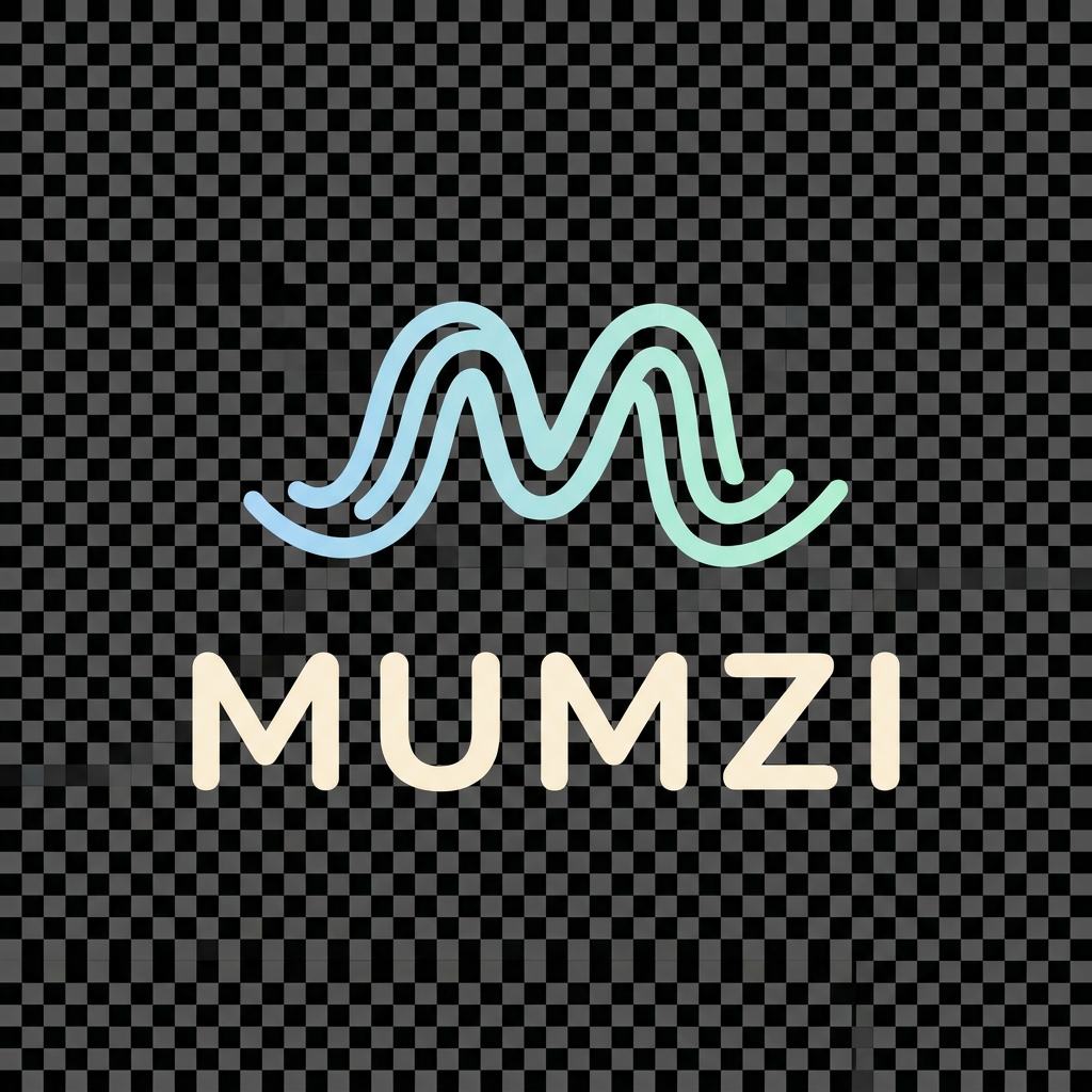 AI Design for A minimalist logo for the baby brand "MUMZI" featuring a single sweeping curved line or three soft parallel stripes (echoing Nike's swoosh and Adidas's three stripes) that suggest gentle upward motion, growth, or a rocking/swaying movement — appropriate for a baby-care brand about nurturing growth. The swoosh or stripe motif should subtly curve into the shape of an "M" so it doubles as the first letter of MUMZI. Placed beside or above the full wordmark "MUMZI" in a soft, rounded, friendly sans-serif typeface with generous spacing. Color palette: baby blue fading to soft mint (no harsh gradients, just two flat tones), plus warm cream. Flat vector, minimal, energetic but gentle, no photorealism, transparent background.