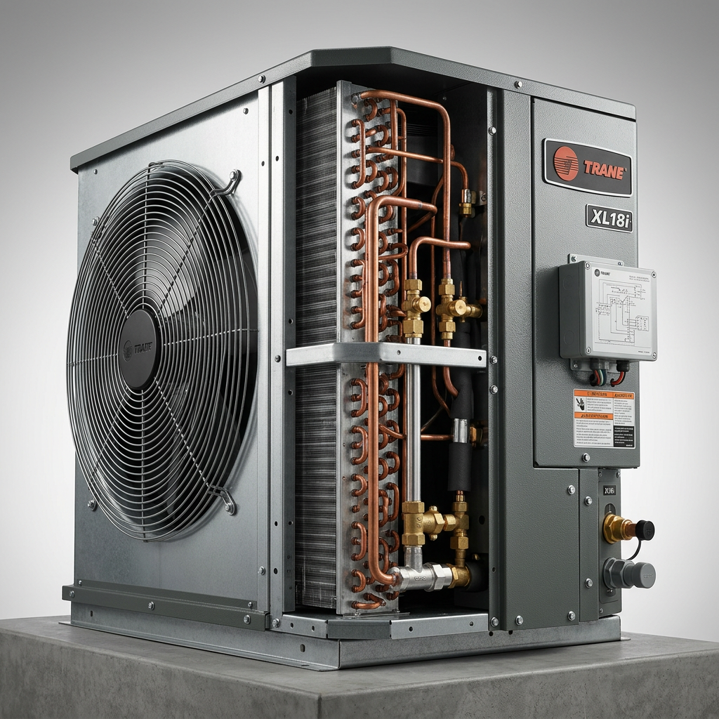 Professional studio product photography of a {{product: Heating & Cooling Equipment}}, captured with crisp industrial lighting against a clean, neutral gradient background. Focus on the intricate metallic textures, polished steel surfaces, and precision engineering details, utilizing a shallow depth of field to emphasize the structural complexity. High-resolution, sharp focus, commercial aesthetic suitable for a technical catalog or website hero banner.