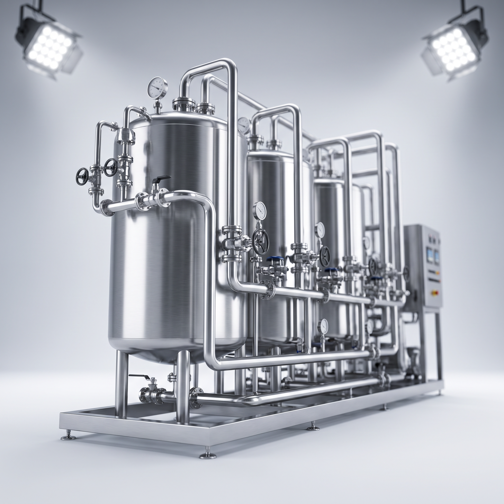 AI Design for Professional studio product photography of a {{product:Evaporators}}, captured with crisp industrial lighting against a clean, neutral gradient background. Focus on the intricate metallic textures, polished steel surfaces, and precision engineering details, utilizing a shallow depth of field to emphasize the structural complexity. High-resolution, sharp focus, commercial aesthetic suitable for a technical catalog or website hero banner.