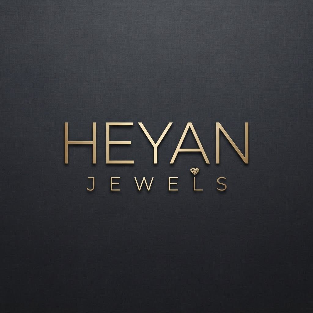 AI Design for "A modern typographic logo for the jewelry brand 'Heyan Jewels'. Ultra-clean, thin sans-serif font for 'Heyan' with the word 'Jewels' tracked out widely underneath in a smaller size. A tiny, minimalist gold sparkle or diamond vector is integrated seamlessly into the text. High contrast, metallic gold on dark grey, luxury fashion aesthetic."