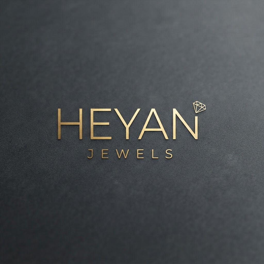 AI Design for "A modern typographic logo for the jewelry brand 'Heyan Jewels'. Ultra-clean, thin sans-serif font for 'Heyan' with the word 'Jewels' tracked out widely underneath in a smaller size. A tiny, minimalist gold sparkle or diamond vector is integrated seamlessly into the text. High contrast, metallic gold on dark grey, luxury fashion aesthetic."