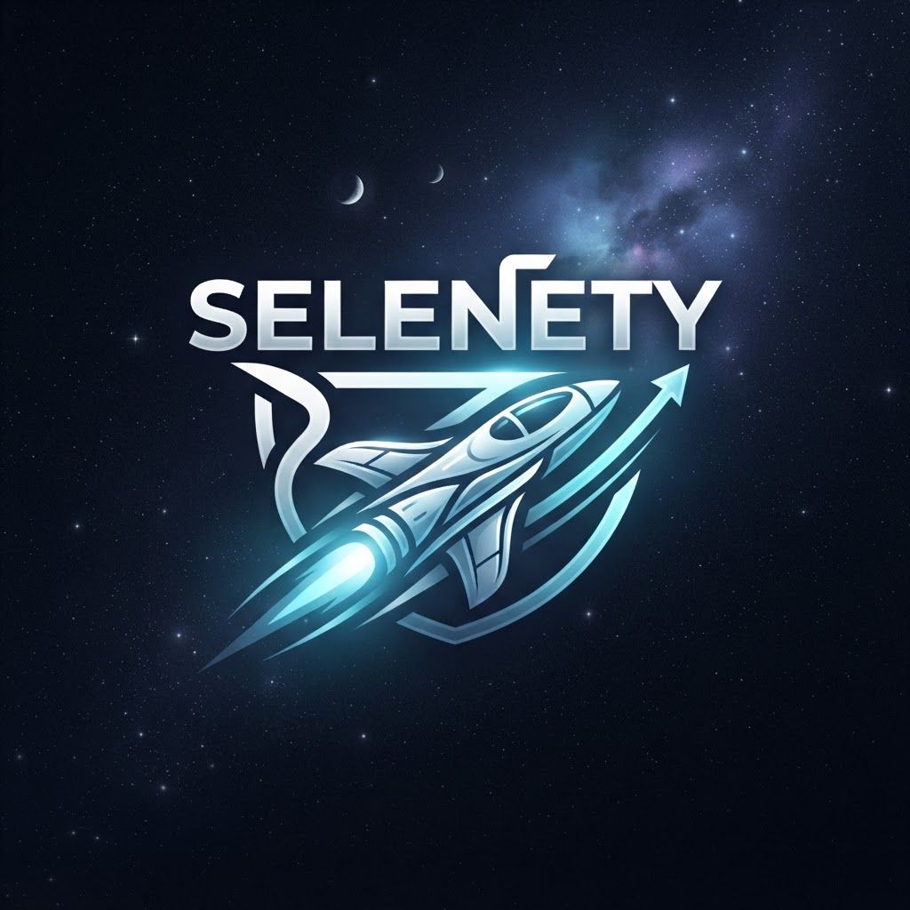 AI Design for SELENETY LOGO WITHOUT SUBSCRIPT WITH A SPACECRAFT